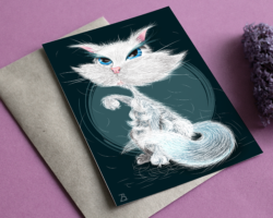 White Cat - Greetings Card